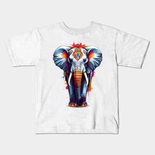 Colourful Elephant Art Kids T-Shirt